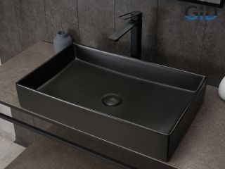 Раковина Gid Bm9496 53363 накладная черная матовая 60.5x37x11